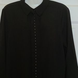 DG2 Diane Gilman Black Studded Blouse